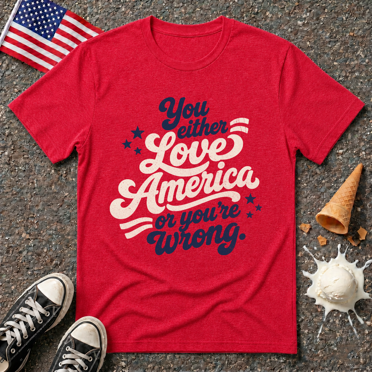 "You Either Love America" Retro Tee