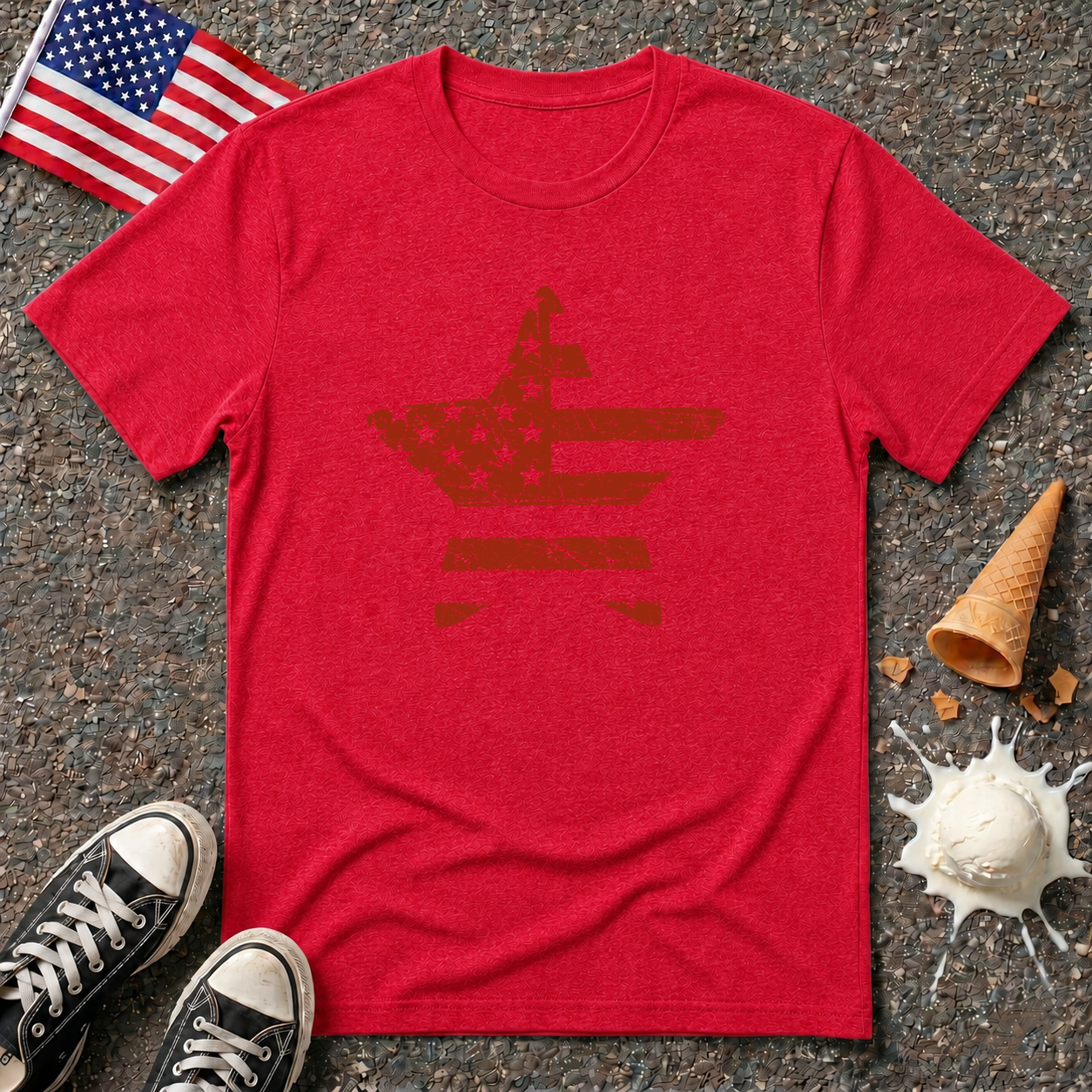 Flag Star 1-color Vintage Tee