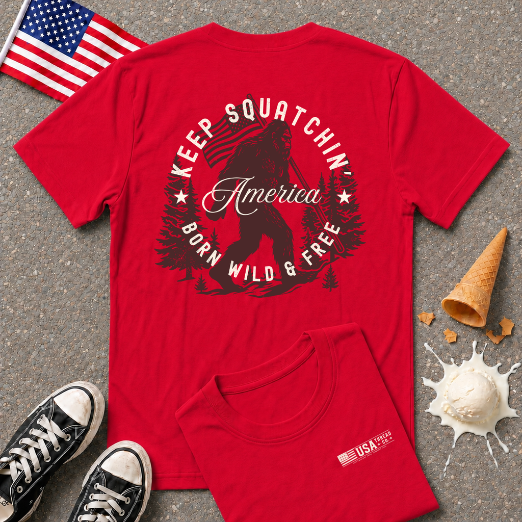 "Keep Squatchin' America" Vintage Back Design Tee