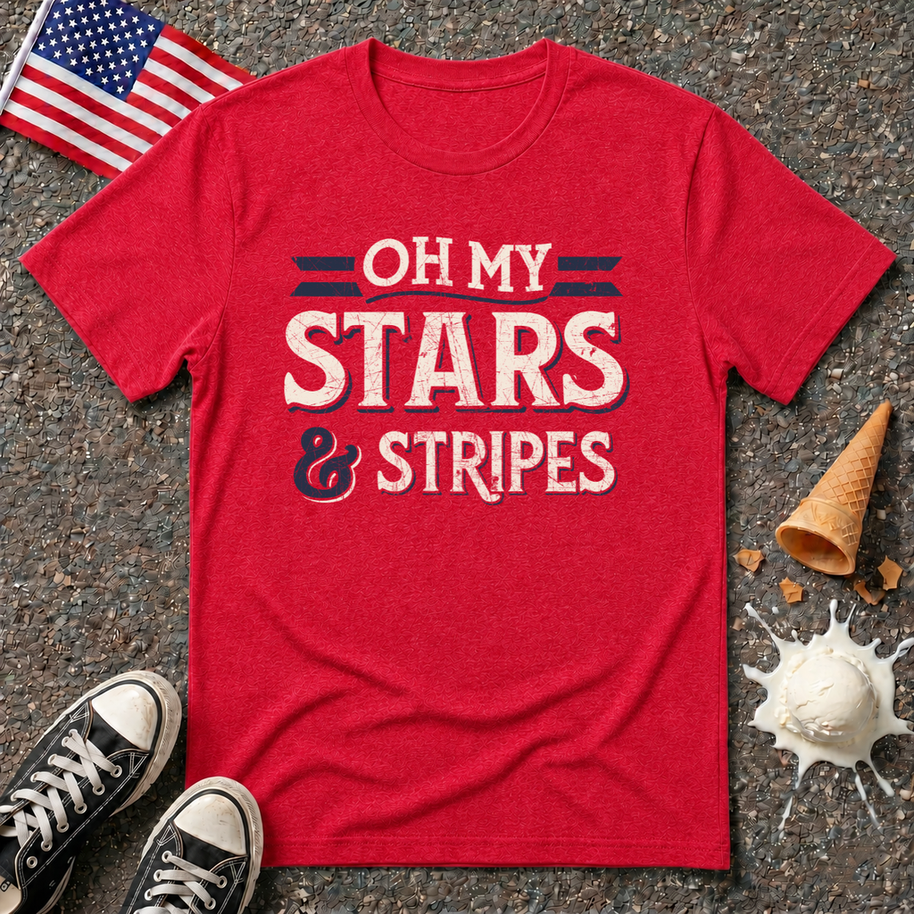 Oh My Stars & Stripes T-Shirt — Vintage Patriotic 4th of July Tee