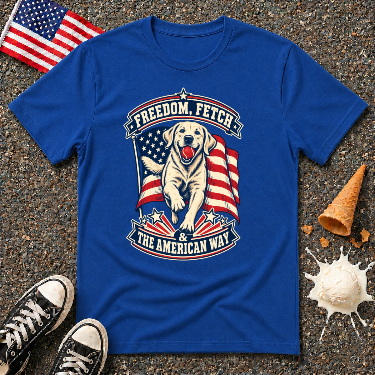 "Freedom, Fetch & The American Way" Tee