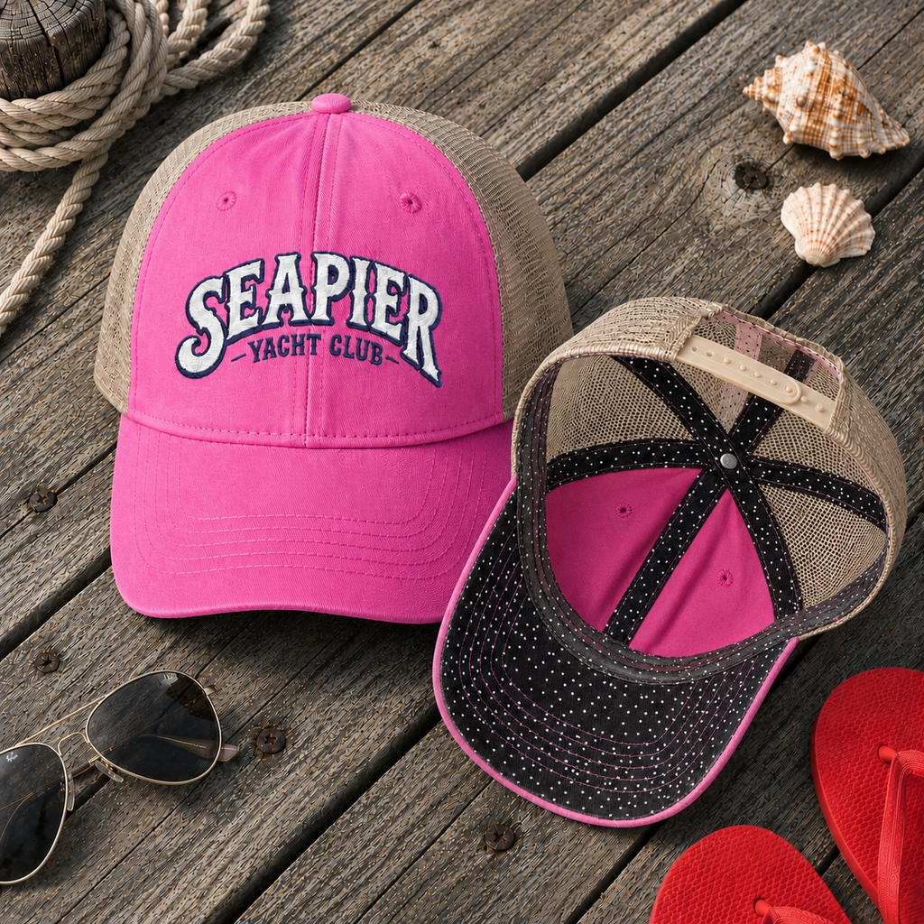 "SEAPIER Yacht Club" Women's Washed Mesh-Back Cap