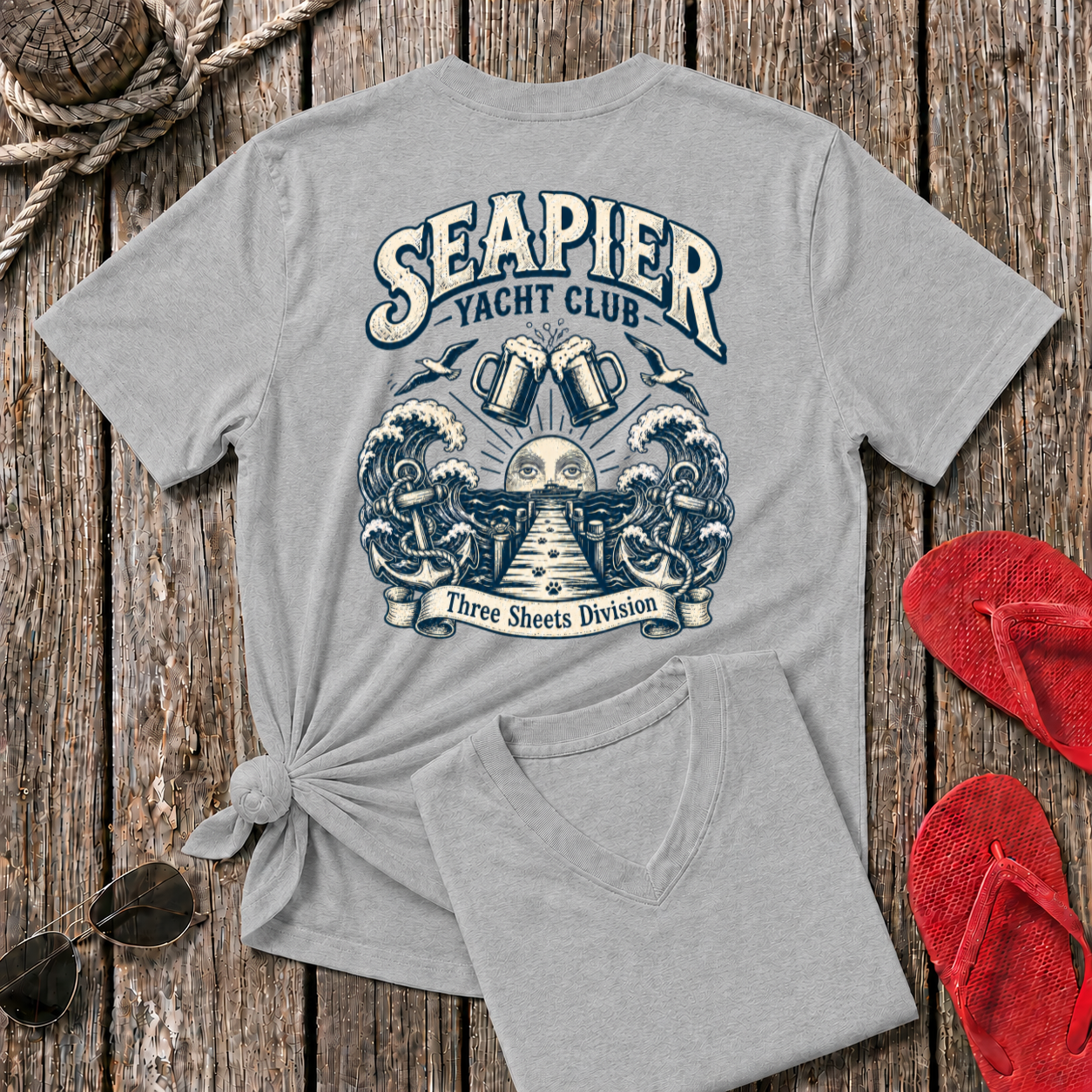 Ladies' V-Neck Back Design Tee