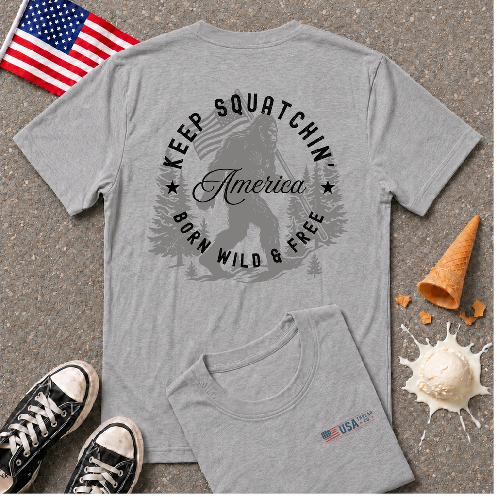 "Keep Squatchin' America" Vintage Back Design Tee