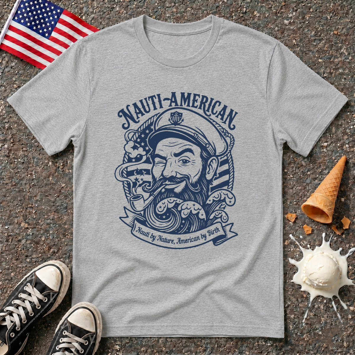 "Nauti-American" 1-Color Vintage Tee