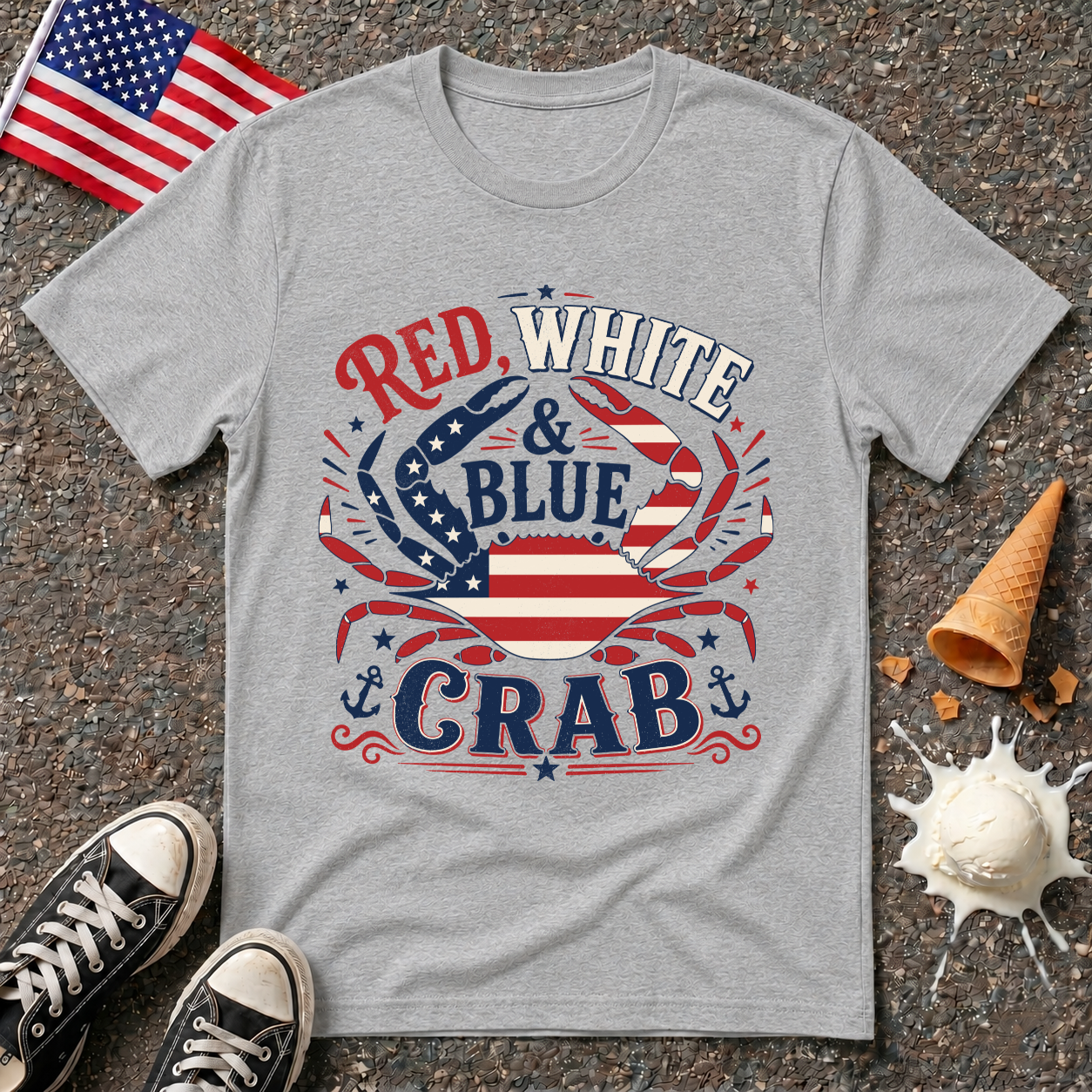 "Red, White & Blue Crab" Vintage Tee