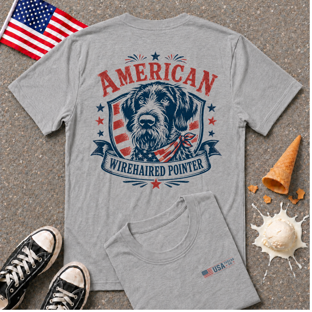 "American Wirehaired Pointer" Back Design Tee