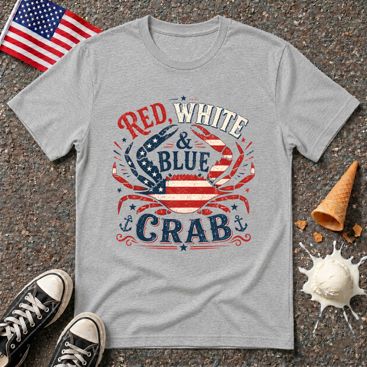 "Red, White & Blue Crab" Vintage Tee
