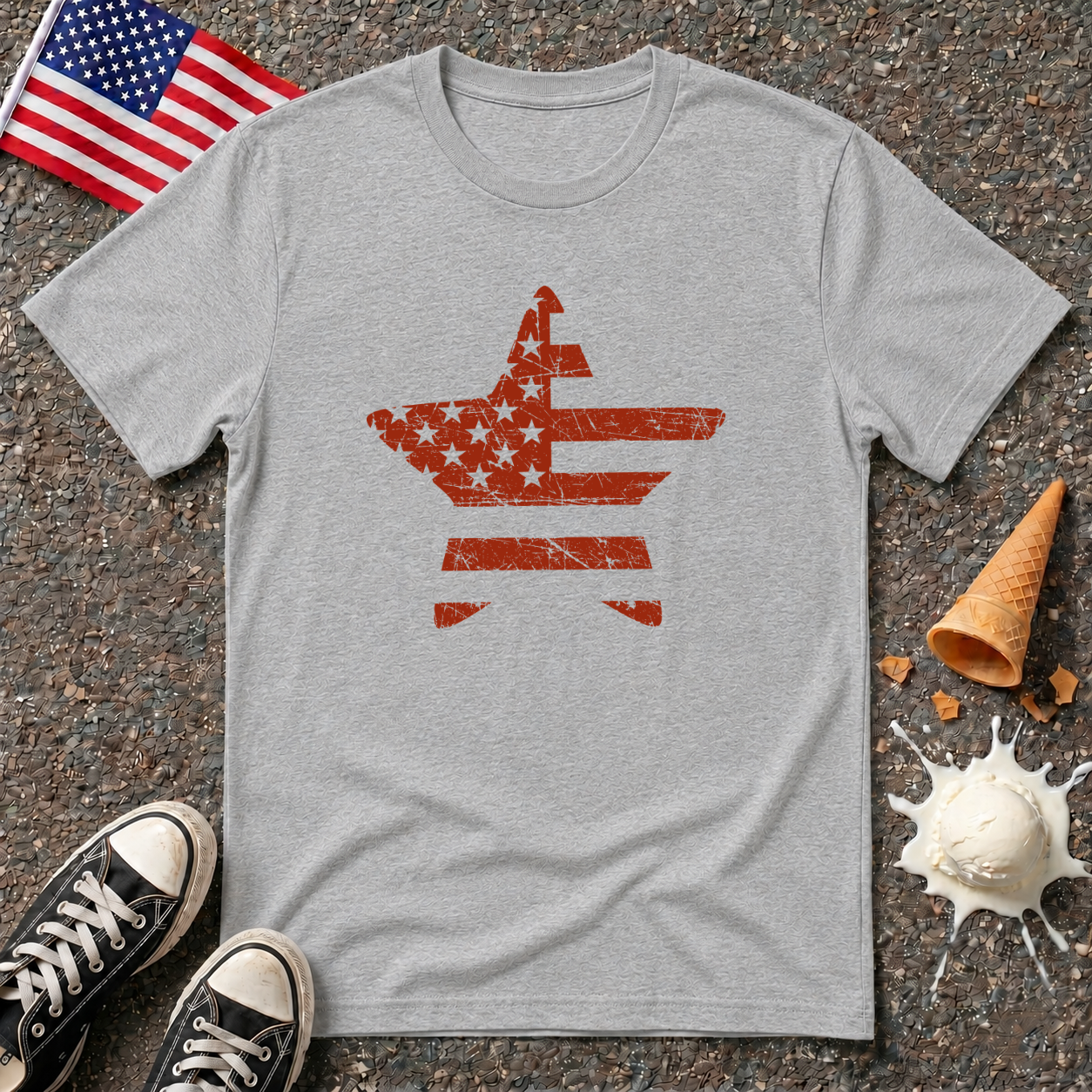 Flag Star 1-color Vintage Tee