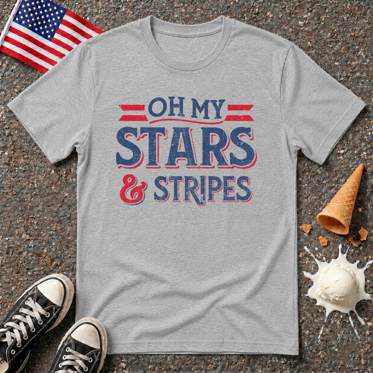 Oh My Stars & Stripes T-Shirt — Vintage Patriotic 4th of July Tee