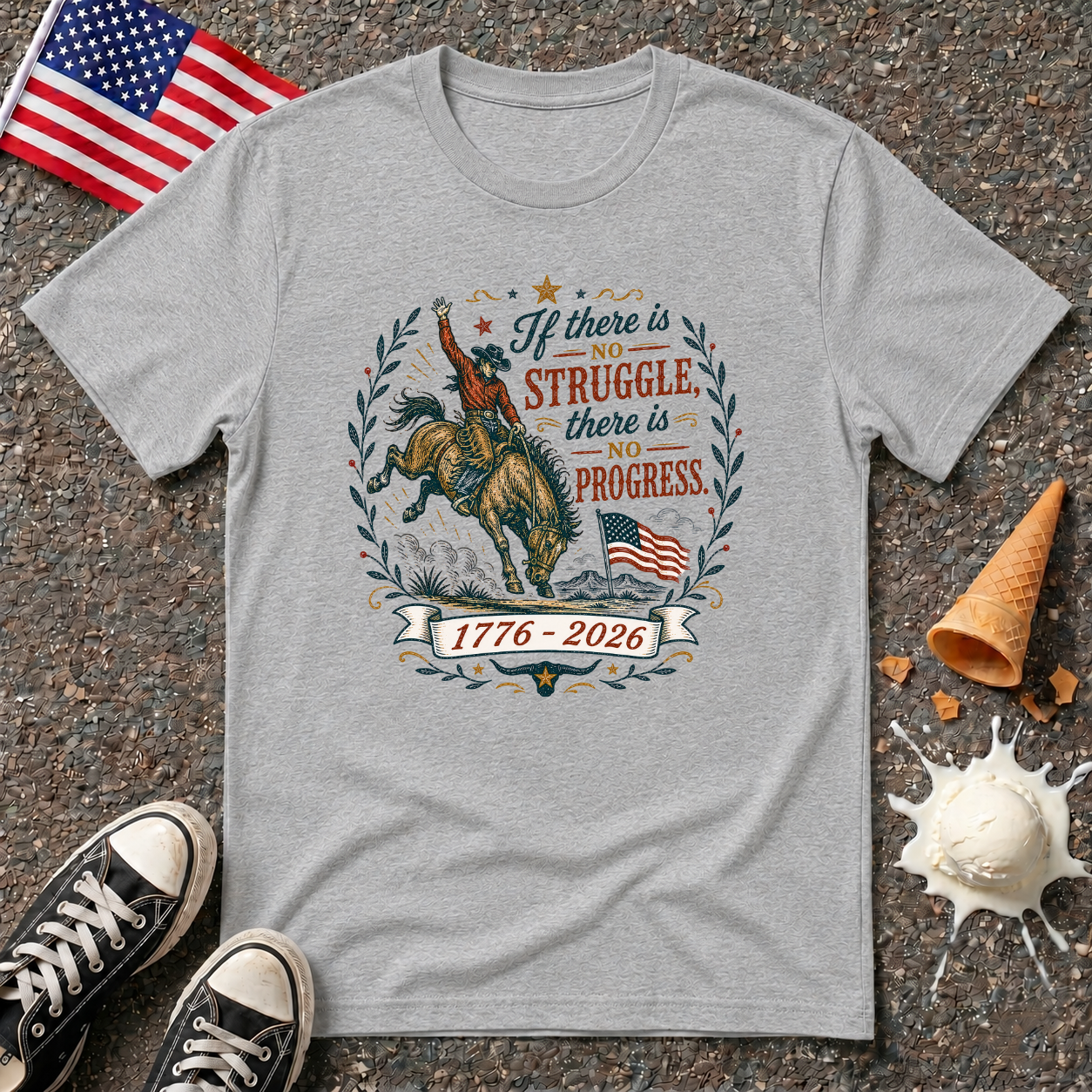"No Struggle, No Progress" Vintage Folk Tee