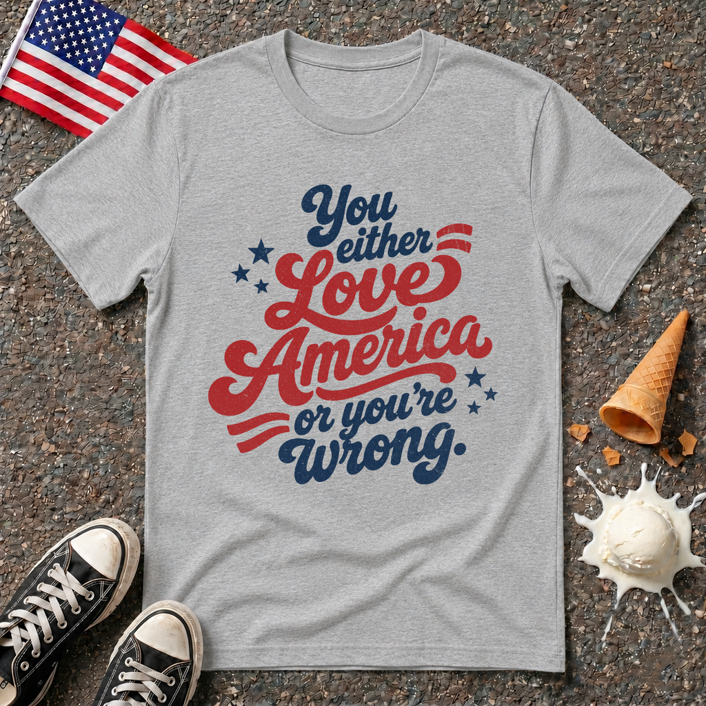 "You Either Love America" Retro Tee
