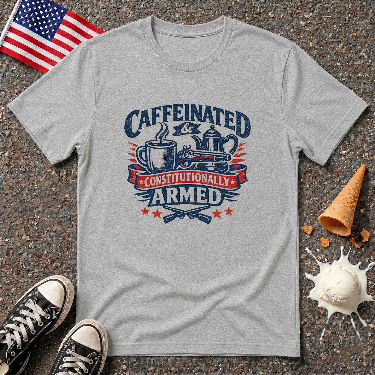 "Caffeinated & Constitutionally Armed" Tee