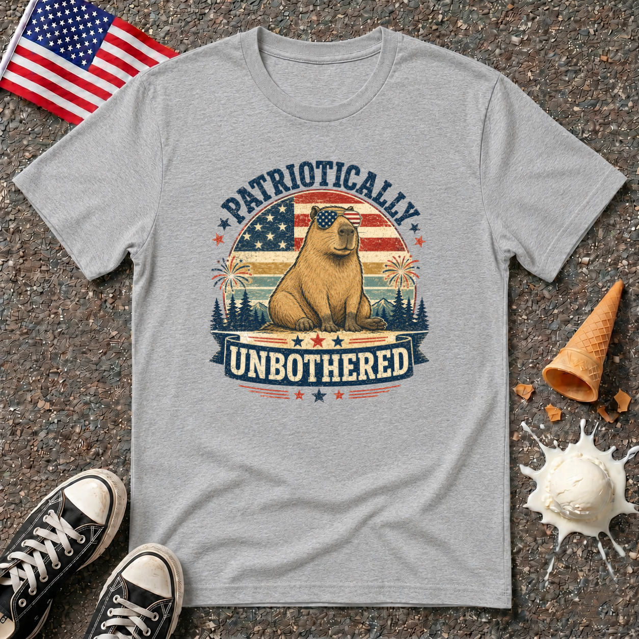 "Patriotically Unbothered" Capybara Tee