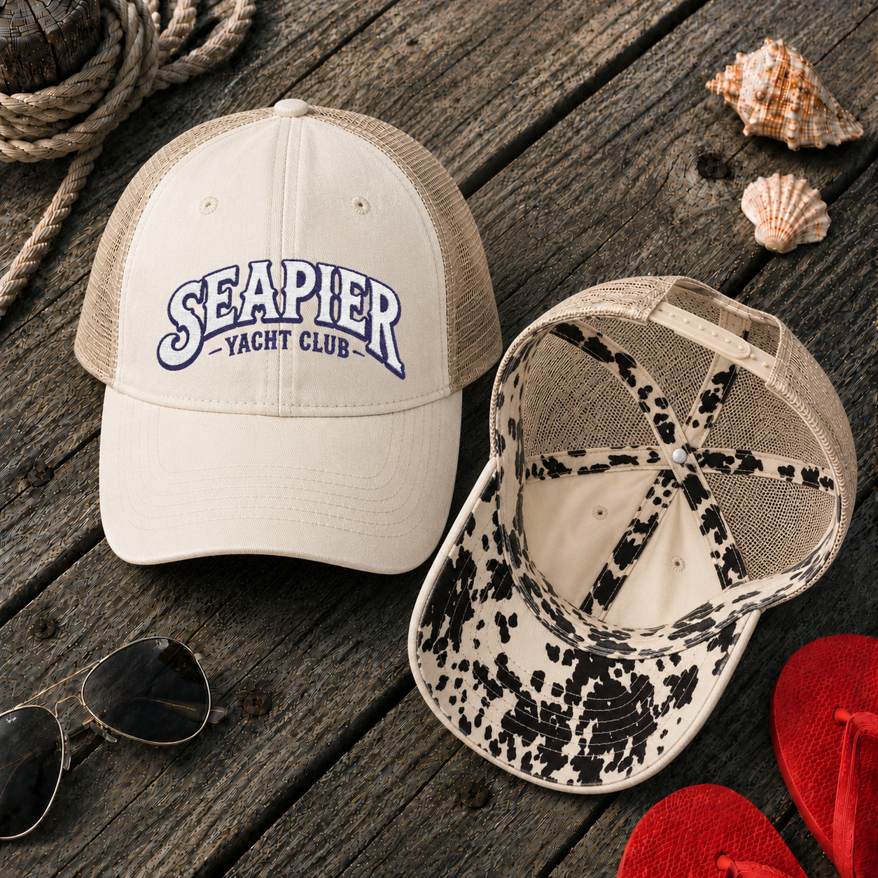 "SEAPIER Yacht Club" Women's Washed Mesh-Back Cap