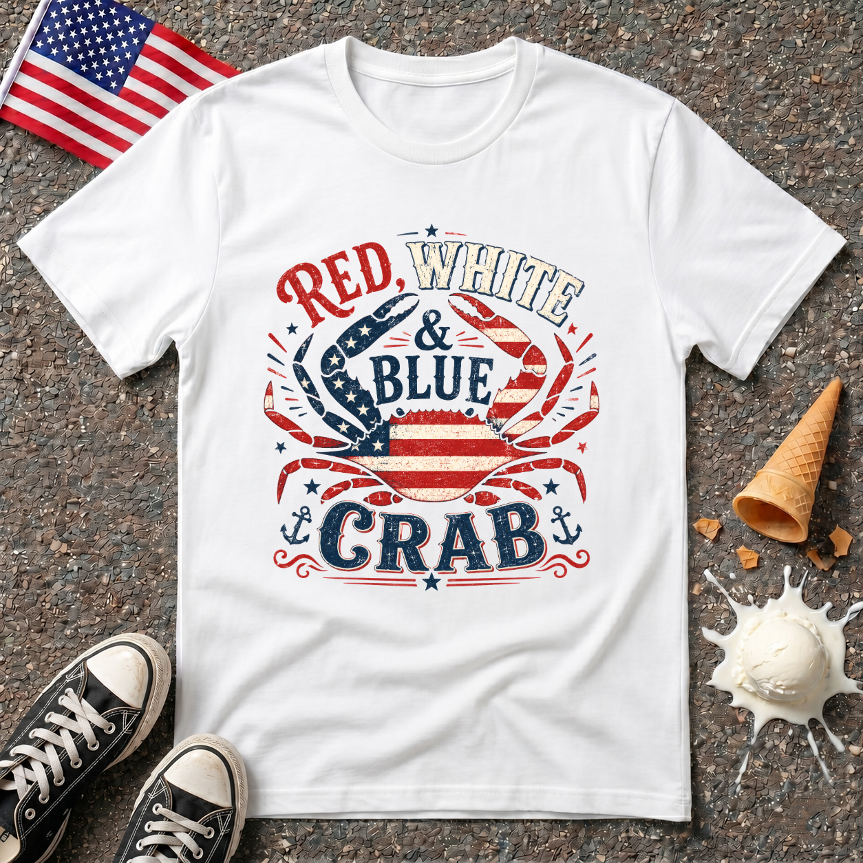 "Red, White & Blue Crab" Vintage Tee