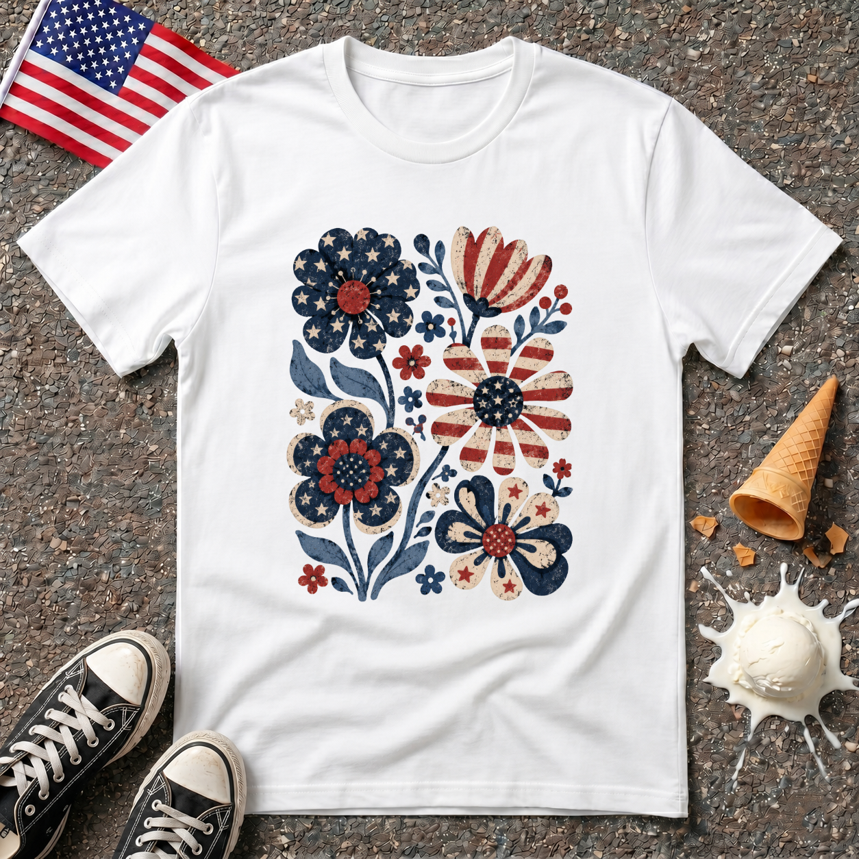 Boho Flag Flowers Tee