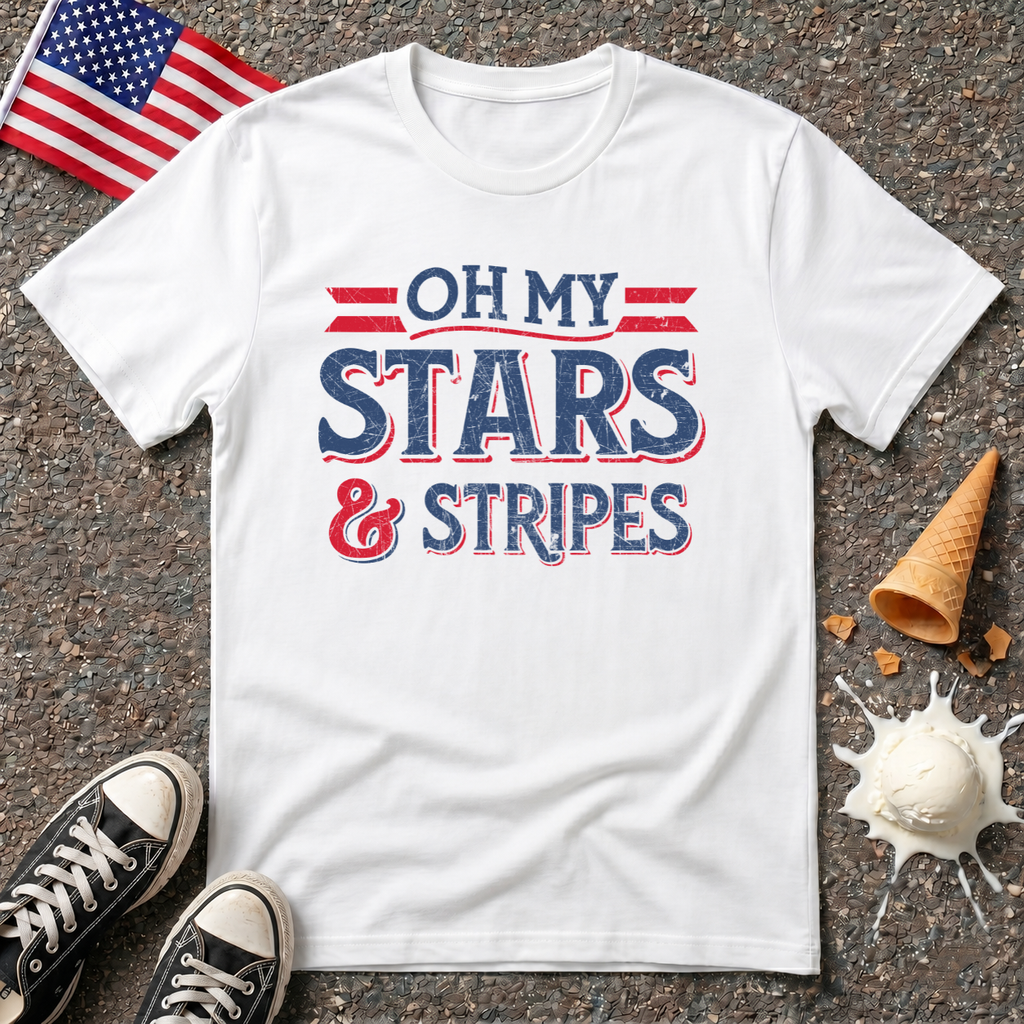 Oh My Stars & Stripes T-Shirt — Vintage Patriotic 4th of July Tee