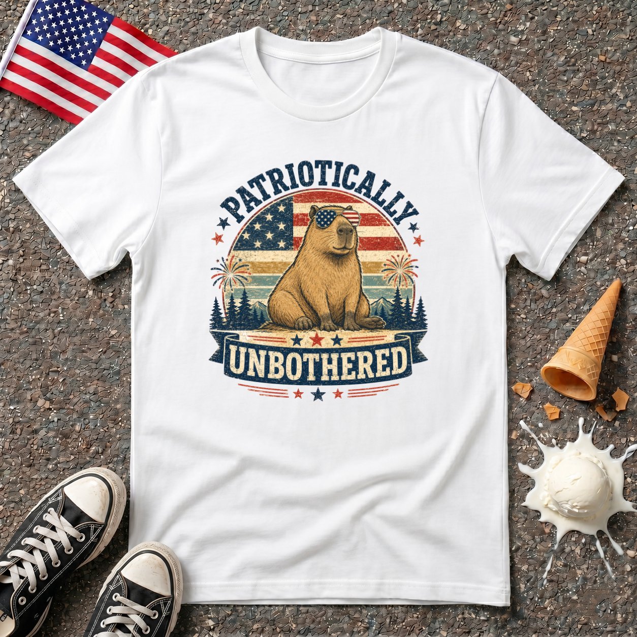 "Patriotically Unbothered" Capybara Tee