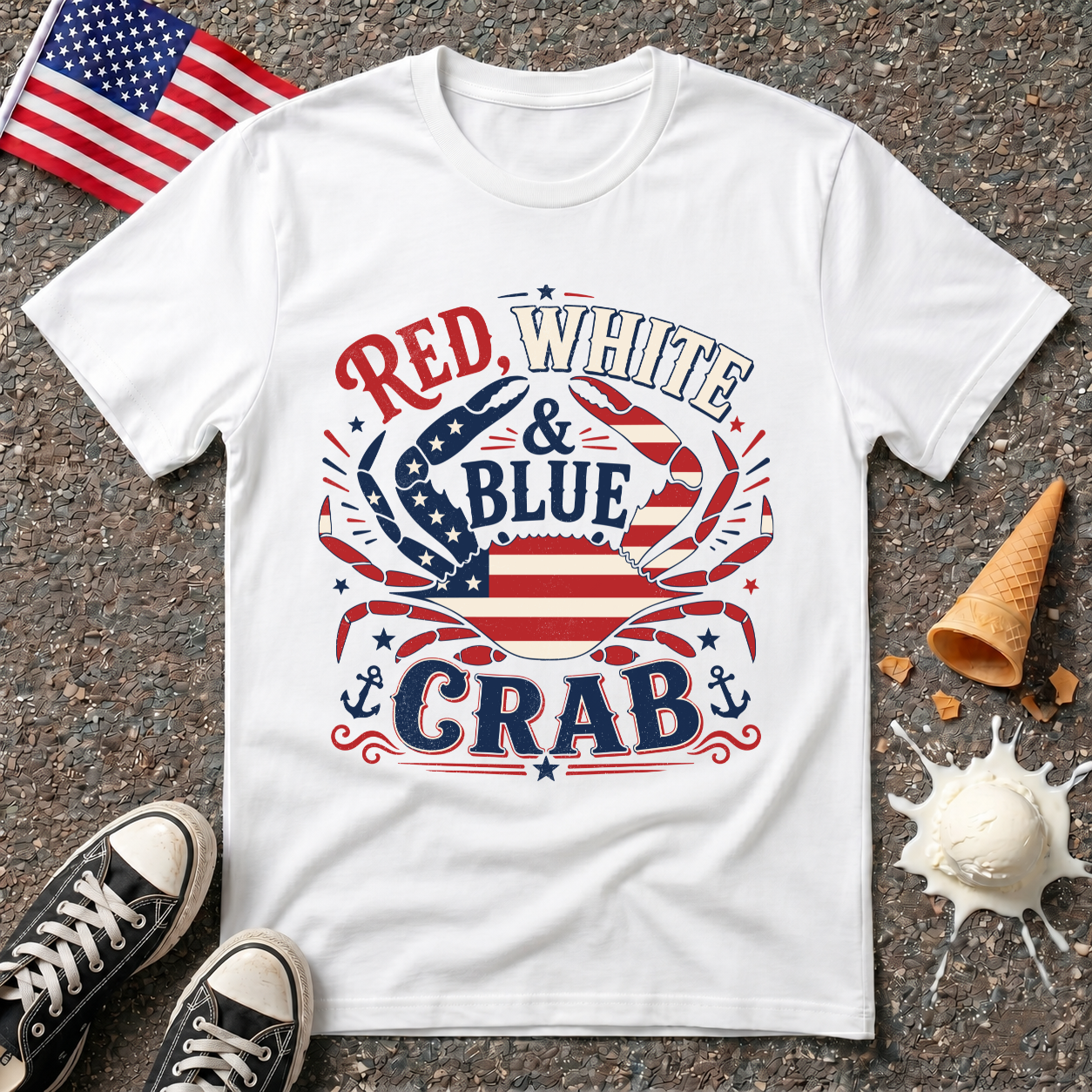 "Red, White & Blue Crab" Vintage Tee