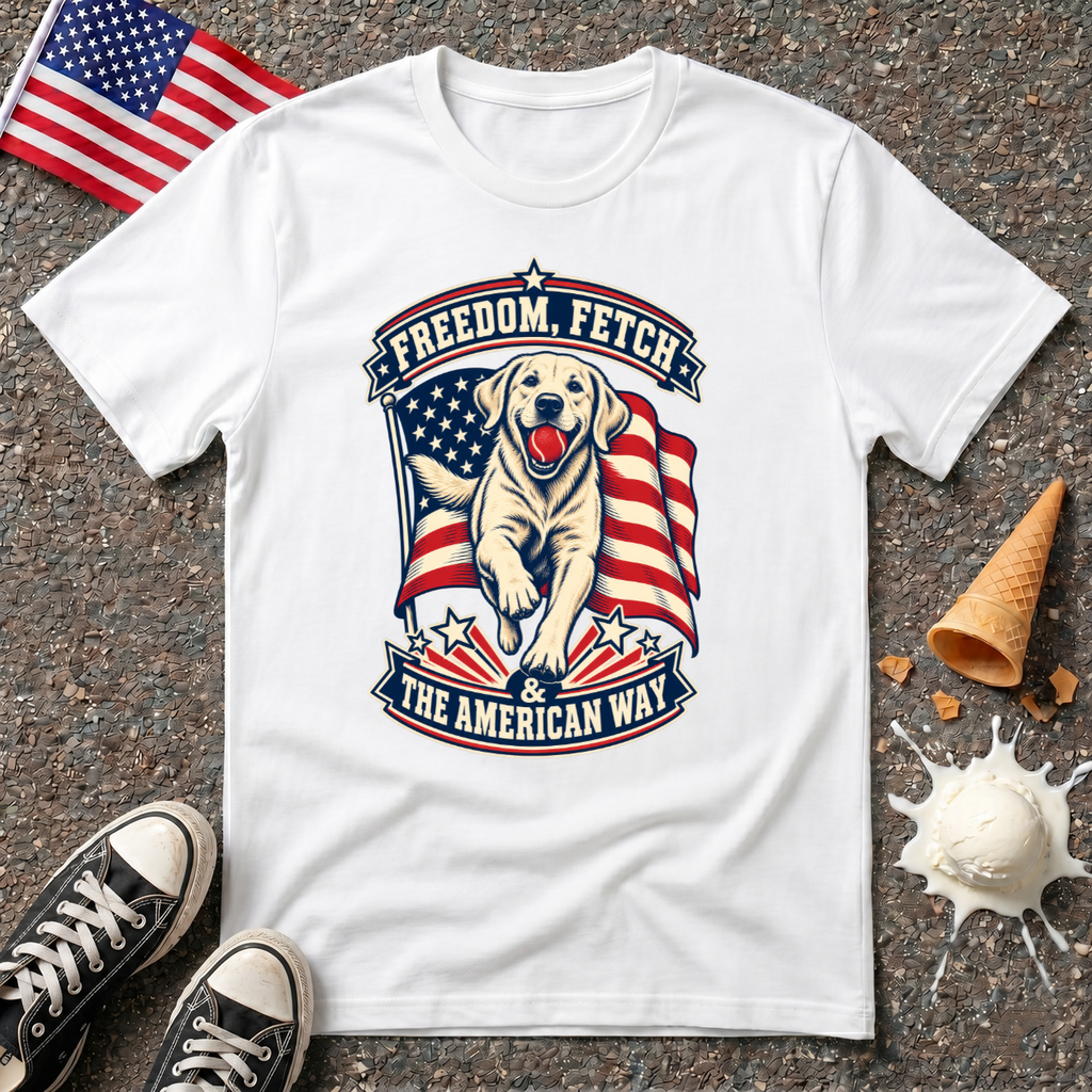 "Freedom, Fetch & The American Way" Tee