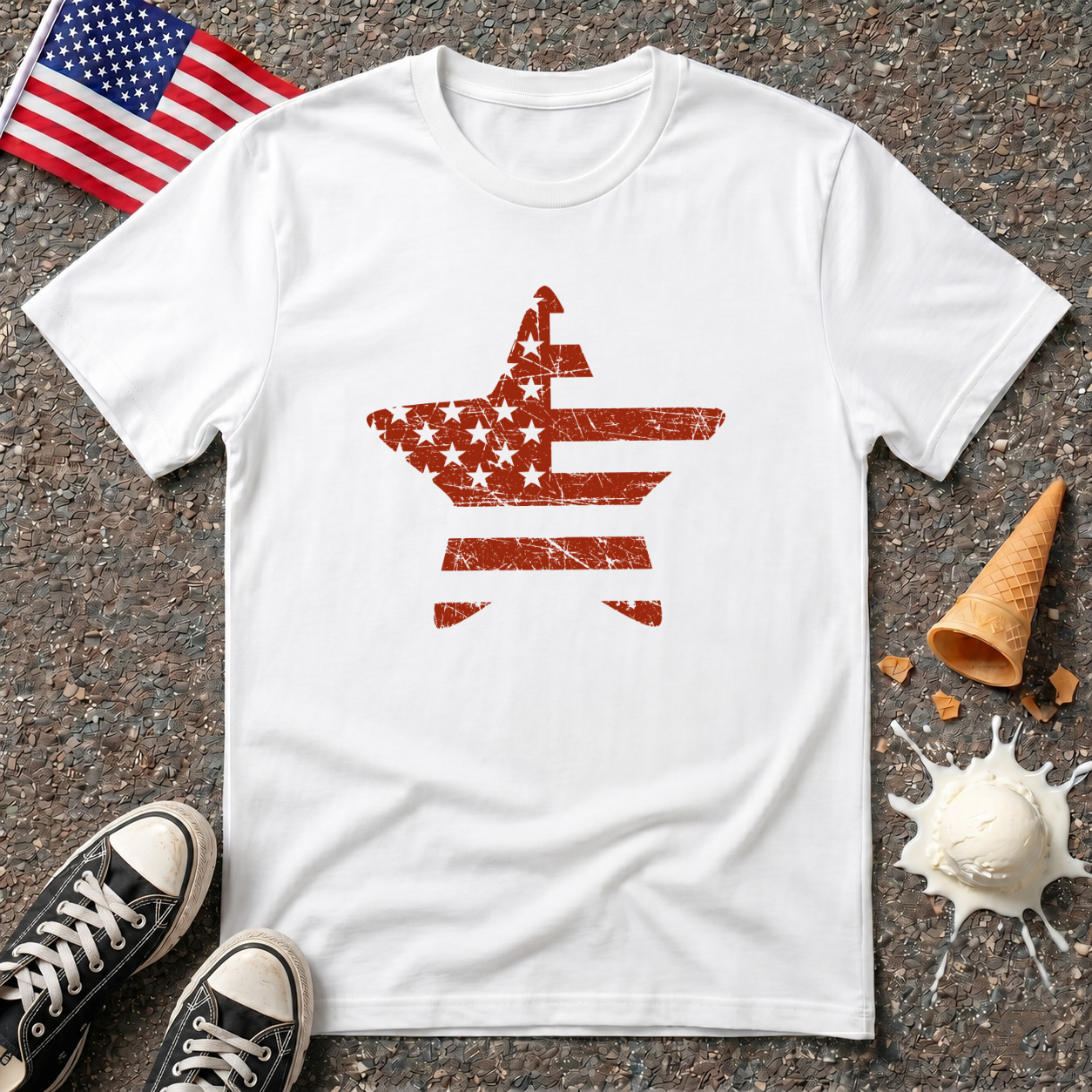 Flag Star 1-color Vintage Tee