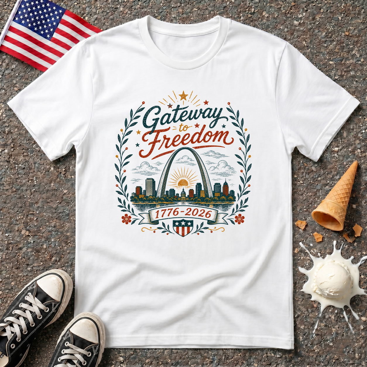 "Gateway to Freedom" Vintage Folk Tee