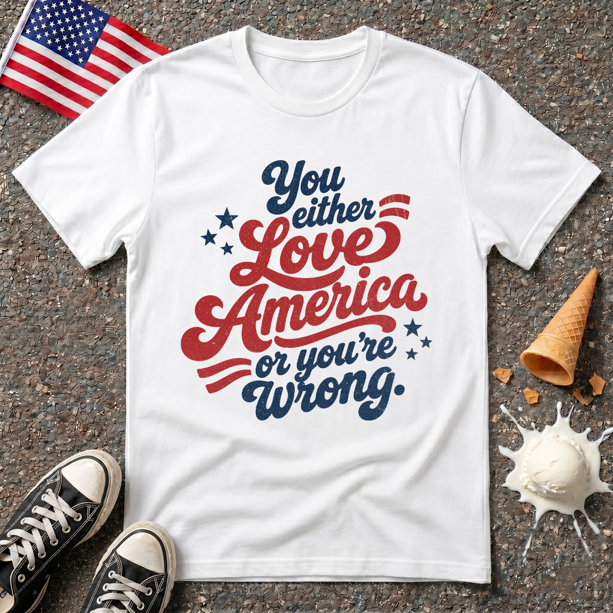 "You Either Love America" Retro Tee
