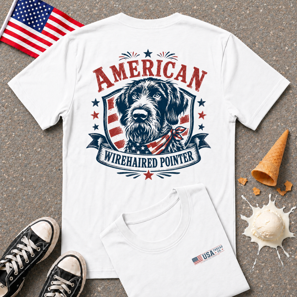 "American Wirehaired Pointer" Back Design Tee