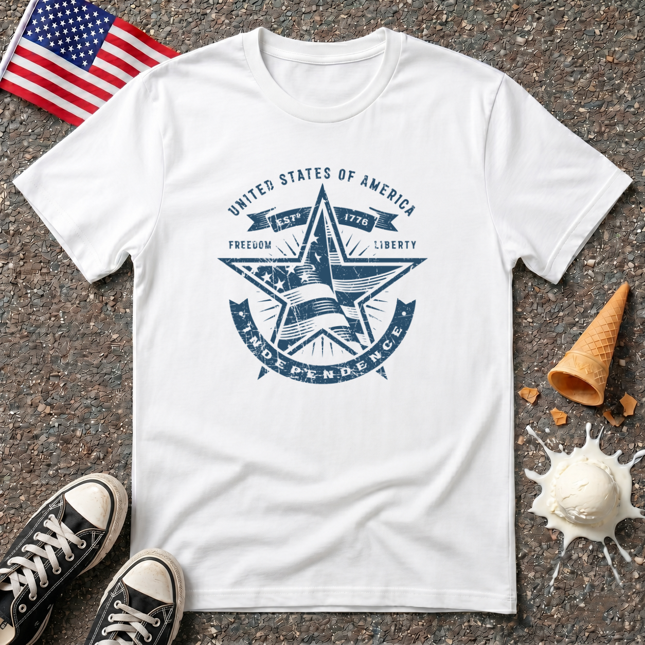 USA Star 1-color Vintage Tee