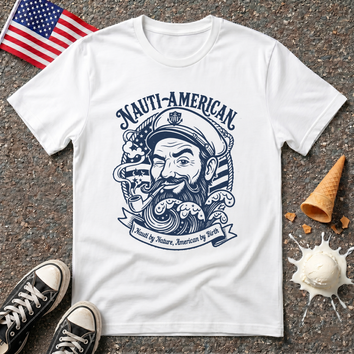 "Nauti-American" 1-Color Vintage Tee